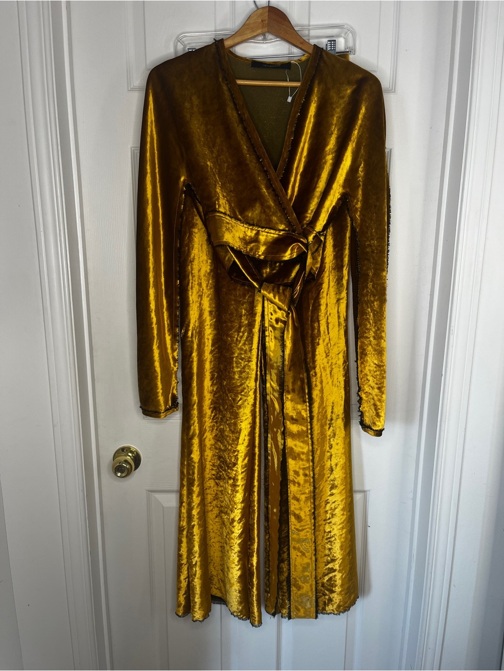 Gold Velvet 2 piece set- wrap top and wide leg pants